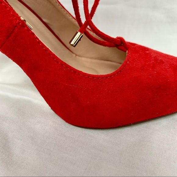 Red Lace up Heels - Picture 9 of 12